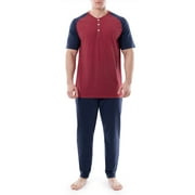 Fruit of the Loom Men's Sleep Short Sleeve Henley Top \u0026 Jogger Pant, Sizes S-4XL